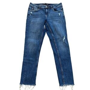 Zara Ladies Size 8 Distressed Blue Jeans Denim Skinny Raw Hem  30 x 26.5